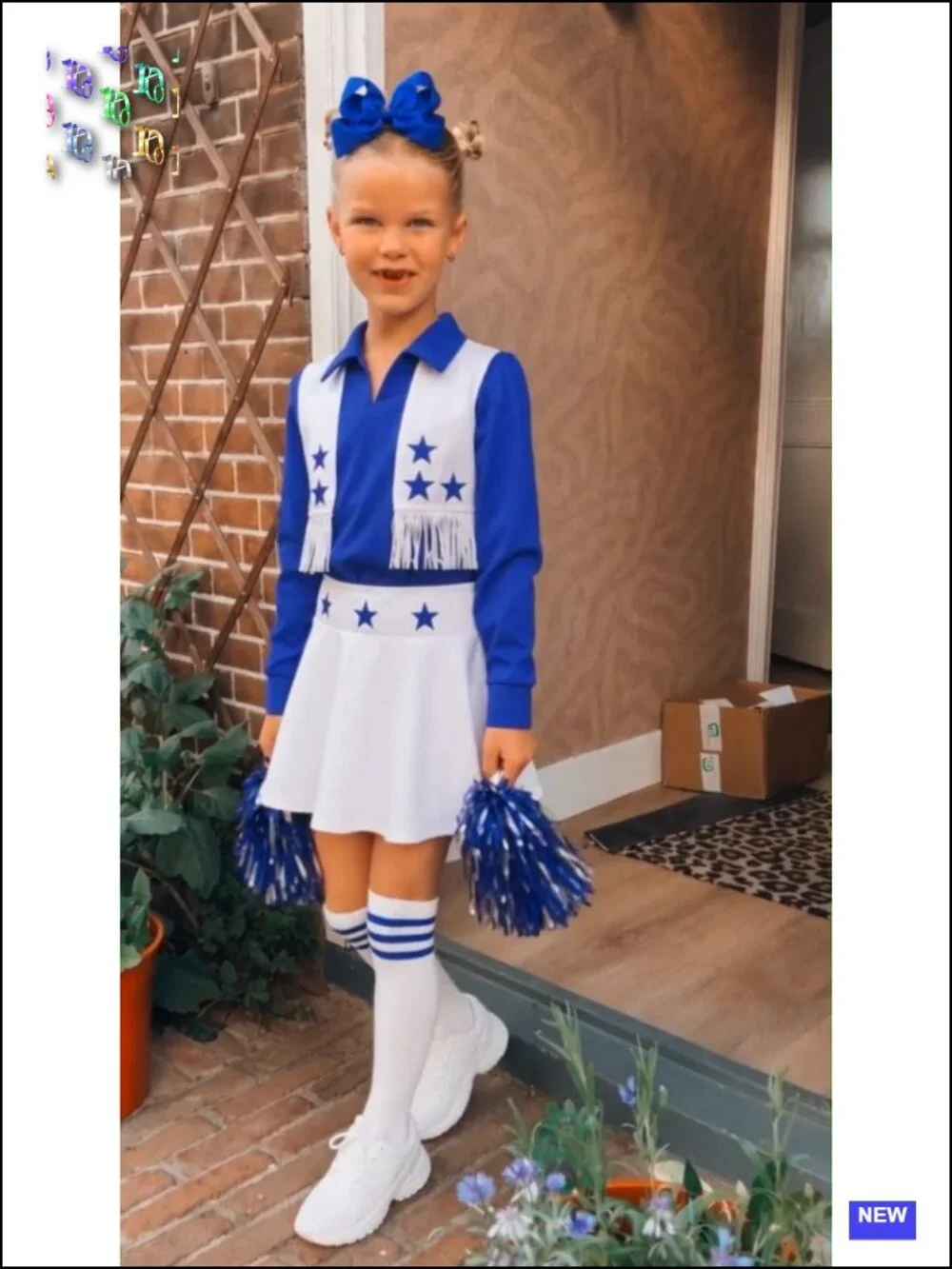 Girls Cheerleader Costume Uniform Kids Halloween Outfit Set